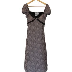 Daisy Street Fog Jacquard Satin Lace Trim Midi Slip Dress Size Medium